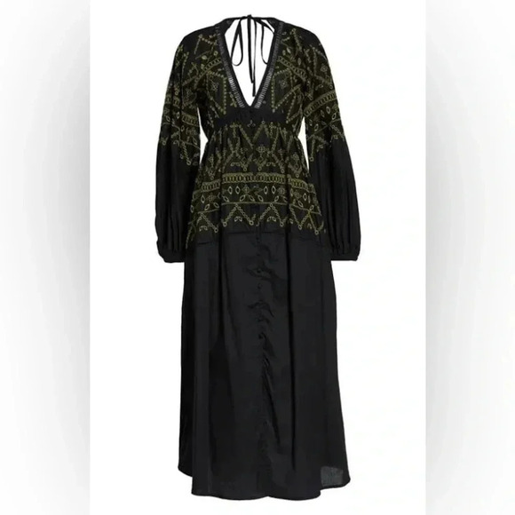 ASOS DESIGN embroidered button up midaxi dress in black B445 - Picture 2 of 9